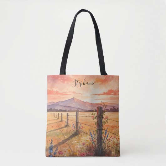 Personalized Sunset Wildflower Tasche (Vorderseite)