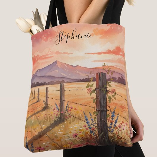 Personalized Sunset Wildflower Tasche