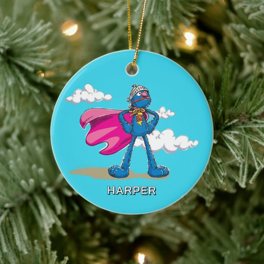 Personalized Super Grover | Custom Name & Photo Keramik Ornament (Baum)
