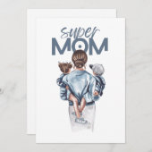 Personalized Super Mom with Son and Daughter Gift (Vorne/Hinten)