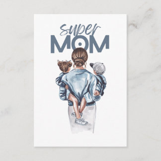 Personalized Super Mom with Son and Daughter Gift Begleitkarte