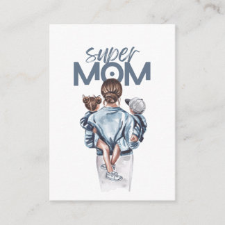 Personalized Super Mom with Son and Daughter Gift Begleitkarte