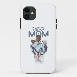 Personalized Super Mom with Son and Daughter Gift Case-Mate iPhone Hülle