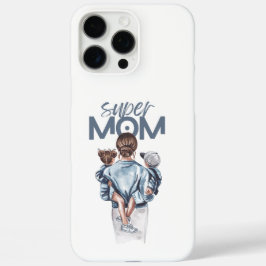 Personalized Super Mom with Son and Daughter Gift iPhone 16 Pro Max Hülle