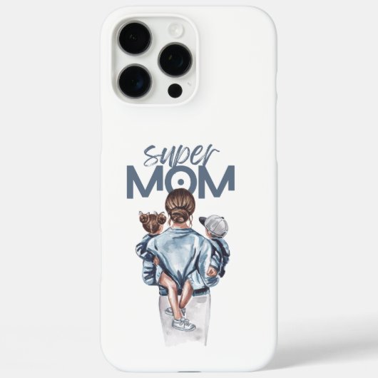 Personalized Super Mom with Son and Daughter Gift Case-Mate iPhone Hülle (Rückseite)