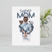 Personalized Super Mom with Son and Daughter Gift Folieneinladung (Stehend vorne)