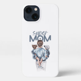 Personalized Super Mom with Son and Daughter Gift iPhone 13 Hülle
