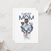 Personalized Super Mom with Son and Daughter Gift  Karte (Vorderseite/Rückseite Beispiel)