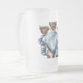 Personalized Super Mom with Son and Daughter Gift Mattglas Bierglas (Vorderseite Links)