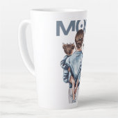 Personalized Super Mom with Son and Daughter Gift Milchtasse (Linke Ecke)
