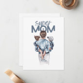 Personalized Super Mom with Son and Daughter Gift Mitteilungskarte (Vorderseite/Rückseite Beispiel)