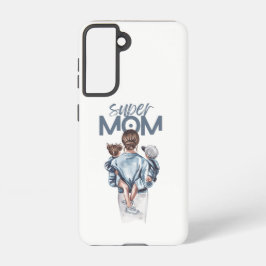 Personalized Super Mom with Son and Daughter Gift Samsung Galaxy Hülle