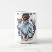 Personalized Super Mom with Son and Daughter Gift Verwandlungstasse (Zentrum)