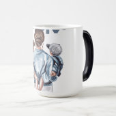 Personalized Super Mom with Son and Daughter Gift Verwandlungstasse (VorderseiteRechts)