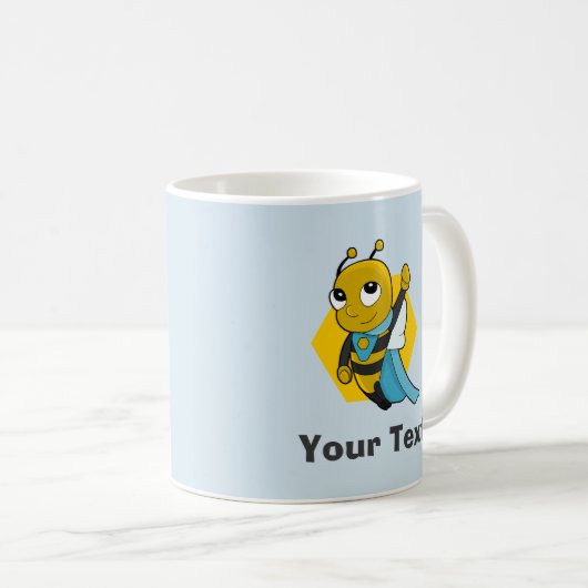 Personalized Superhero bee cartoon Coffee Mug Kaffeetasse (VorderseiteRechts)