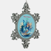 Personalized Surfer Fairy Christmas Snowflake  Schneeflocken Zinn-Ornament (Links)