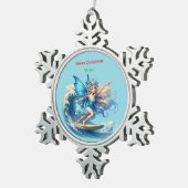 Personalized Surfer Fairy Christmas Snowflake  Schneeflocken Zinn-Ornament (Rechts)