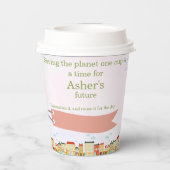 Personalized Sustainable Red Airplane Birthday Pappbecher (Rückseite)