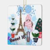 Personalized Sweet 16 Paris Wintereiffel Tower Keramikornament (Links)