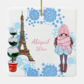 Personalized Sweet 16 Paris Wintereiffel Tower Keramikornament (Rückseite)