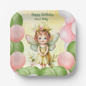 Personalized Sweet Fairy 1st Birthday Paper Plates Pappteller (Vorderseite)