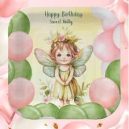 Personalized Sweet Fairy 1st Birthday Paper Plates Pappteller