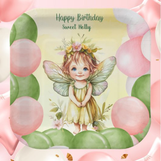 Personalized Sweet Fairy 1st Birthday Paper Plates Pappteller