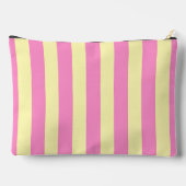 Personalized Sweet Pastel Pink and Yellow Stripe Zubehörtasche (Rückseite)