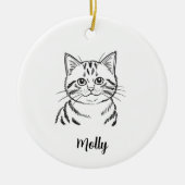 Personalized Tabby Cat Christmas Keramik Ornament (Vorne)
