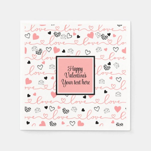 Personalized Table Love Text Art Valentine Napkins Serviette (Vorderseite)