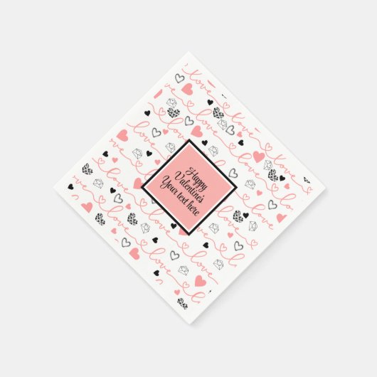 Personalized Table Love Text Art Valentine Napkins Serviette (Ecke)