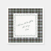 Personalized Tartan Border Love Note Napkin Serviette (Vorderseite)