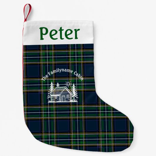 Personalized Tartan Family Cabin Christmas  Kleiner Weihnachtsstrumpf (Vorderseite)