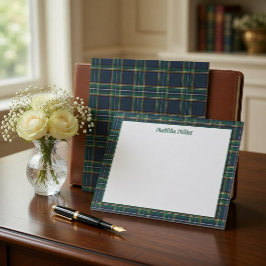 Personalized Tartan Note Card with Plaid Backgroun Mitteilungskarte