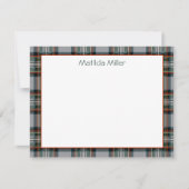 Personalized Tartan Note Card with Plaid Backgroun Mitteilungskarte (Vorderseite)