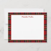 Personalized Tartan Note Card with Plaid Backgroun Mitteilungskarte (Vorderseite)