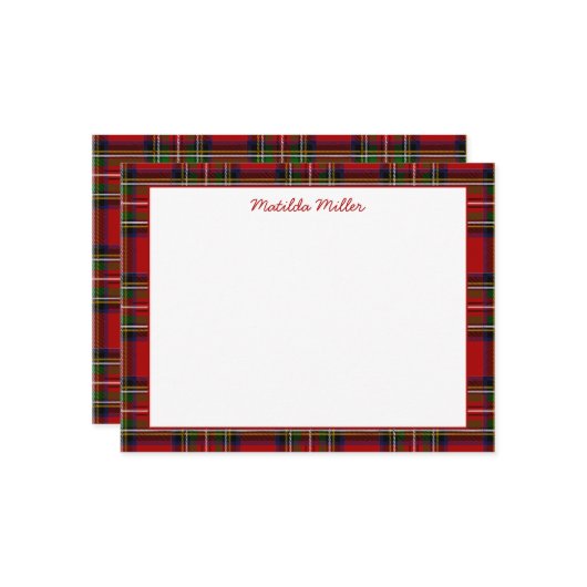 Personalized Tartan Note Card with Plaid Backgroun Mitteilungskarte (Vorderseite/Rückseite Beispiel)