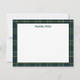 Personalized Tartan Note Card with Plaid Backgroun Mitteilungskarte