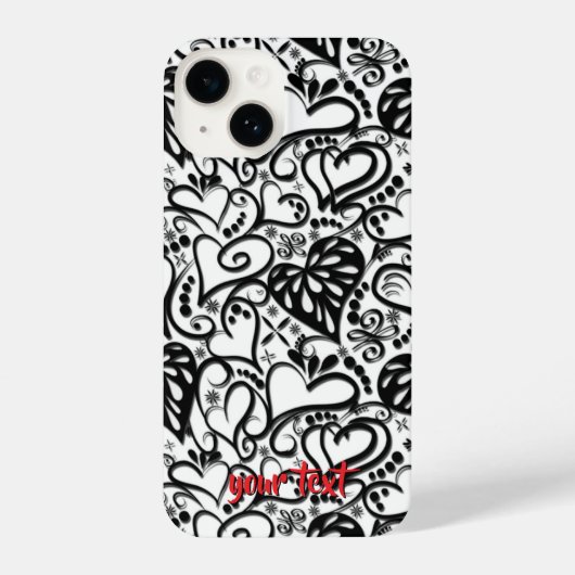 Personalized Tattoo Style Hearts Phone Case iPhone Hülle (Rückseite)