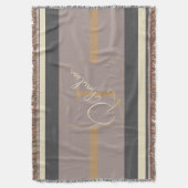 Personalized Taupe Gold Stripe Modern Neutral Chic Decke (Vorderseite Vertikal)