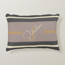 Personalized Taupe Gold Stripe Modern Neutral Chic Dekokissen