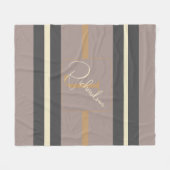 Personalized Taupe Gold Stripe Modern Neutral Chic Fleecedecke (Vorderseite (Horizontal))
