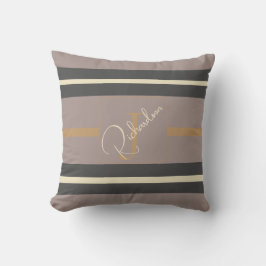 Personalized Taupe Gold Stripe Modern Neutral Chic Kissen