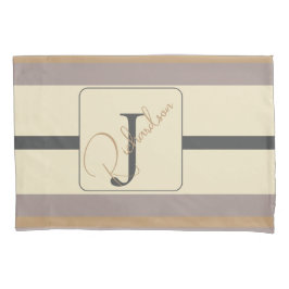 Personalized Taupe Gold Stripe Modern Neutral Chic Kissenbezug