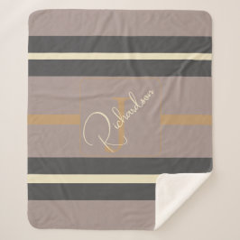 Personalized Taupe Gold Stripe Modern Neutral Chic Sherpadecke