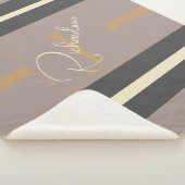 Personalized Taupe Gold Stripe Modern Neutral Chic Sherpadecke (3/4)