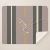 Personalized Taupe Gold Stripe Modern Neutral Chic Sherpadecke (Vorderseite (Horizontal))