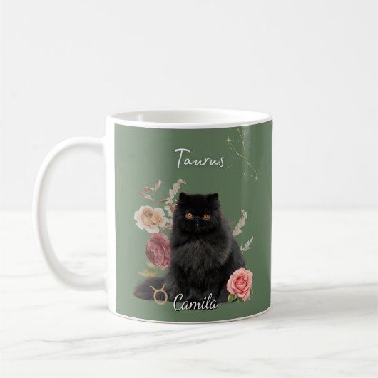 Personalized Taurus Cat Mug with Name Kaffeetasse (Links)