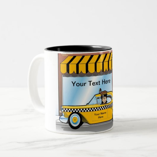 Personalized Taxi Cab Driver Two-Tone Coffee Mug Zweifarbige Tasse (Vorderseite Links)