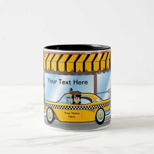 Personalized Taxi Cab Driver Two-Tone Coffee Mug Zweifarbige Tasse (Mittel)
